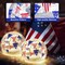 4PCS Independence Day Glass Ball Night Lights – 3.9” Crackle Glass Globe Lamps, Patriotic American Flag Battery Operated Table Decor for 4th of July